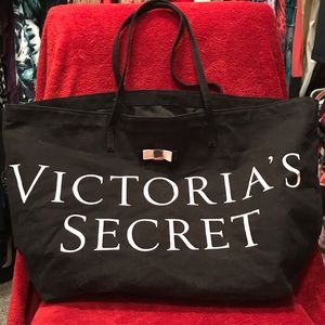 Victoria Secret VS Black Tote Bag w/ logo bow